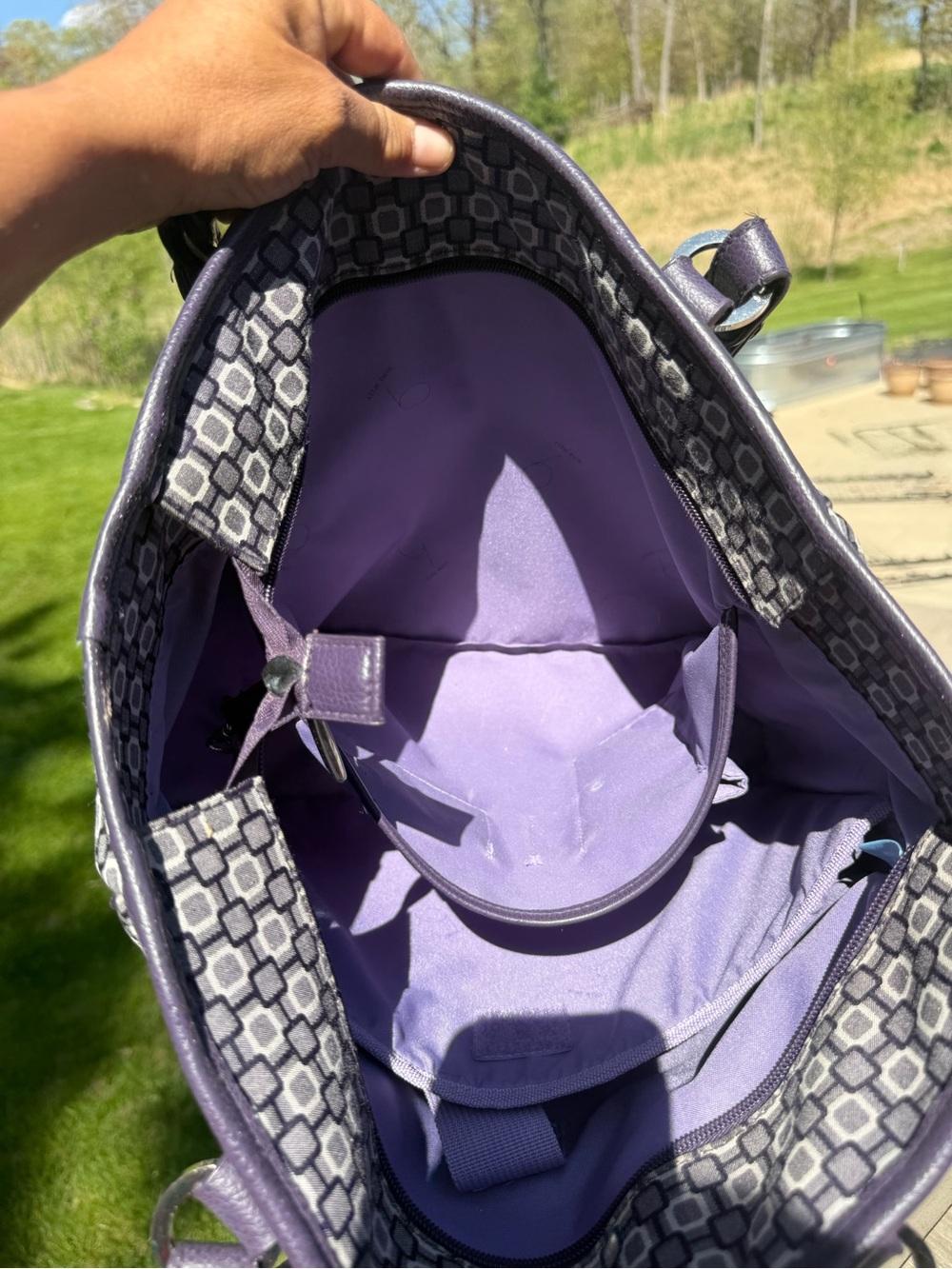EUC Nine West Purple Geometric Shapes Large Daily Big Vintage Tote - Picture 13 of 13